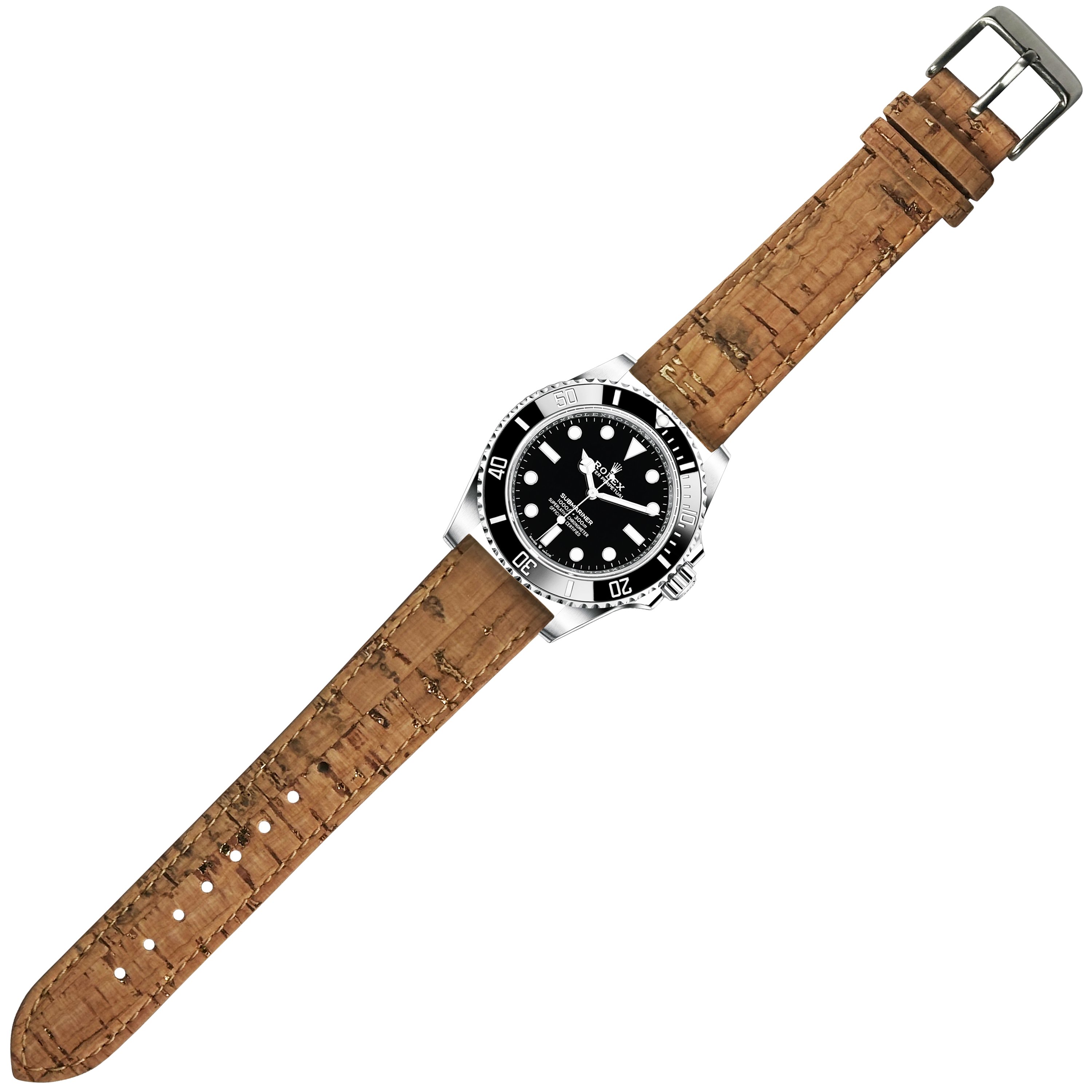 Cork Vegan Leather Strap - Brown