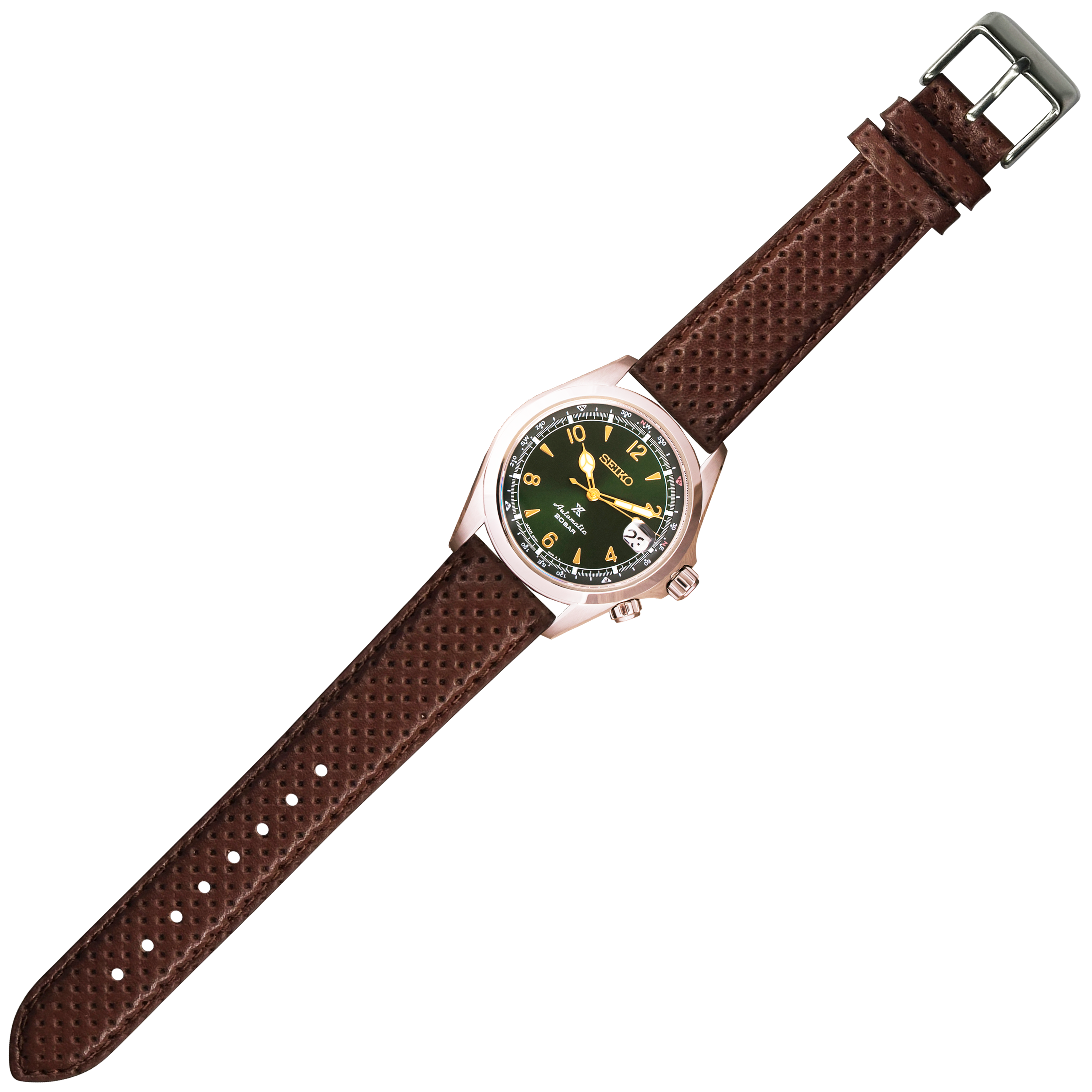 [Tissot Prx 40] Perforated Racing Leather Straps - Brown