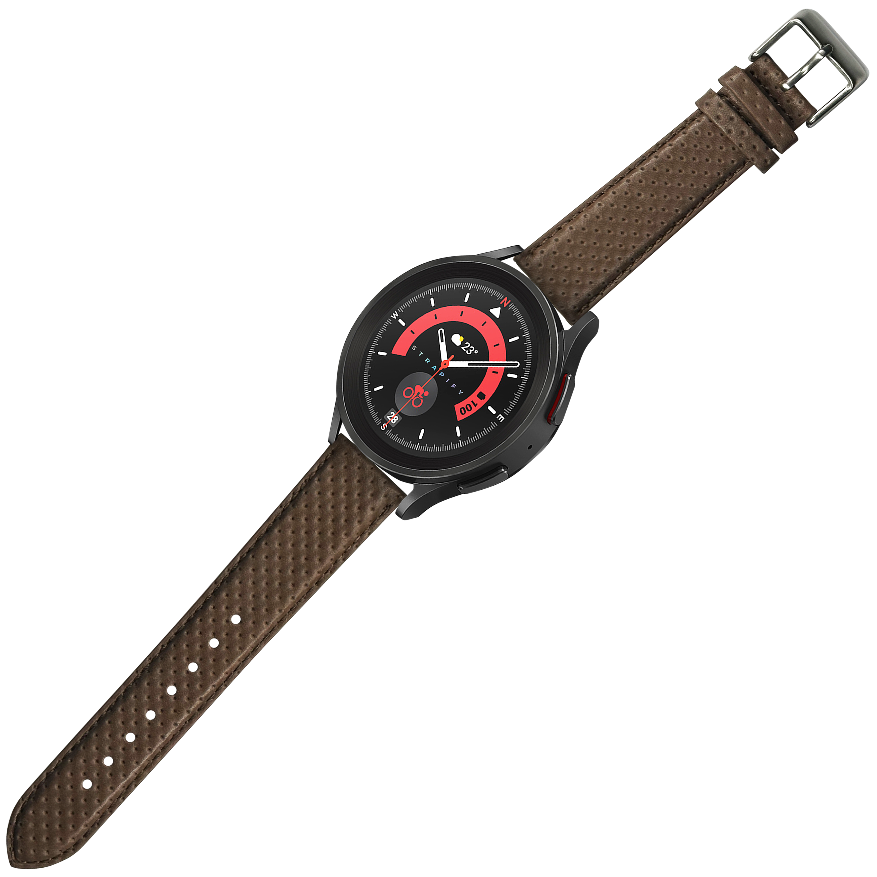 [Tissot Prx 40] Perforated Racing Leather Straps - Ivory Brown