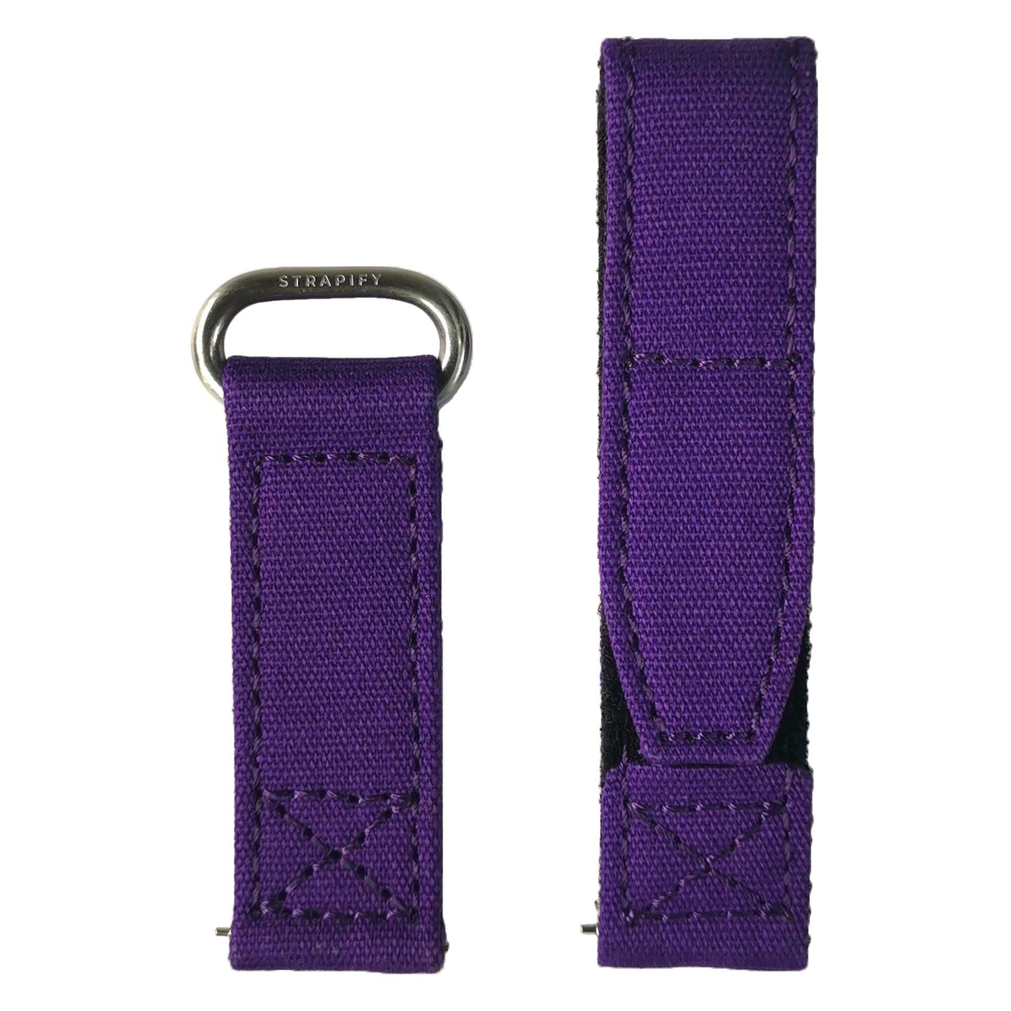 QuickFit military velcro purple 22mm watch strap with metal loop hardware and removable design