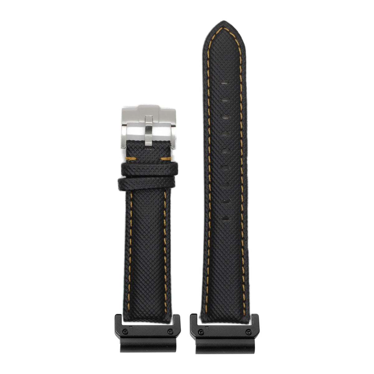 [QuickFit] Sailcloth - Black | Gold Stitching with Slim Military adapters (Black)