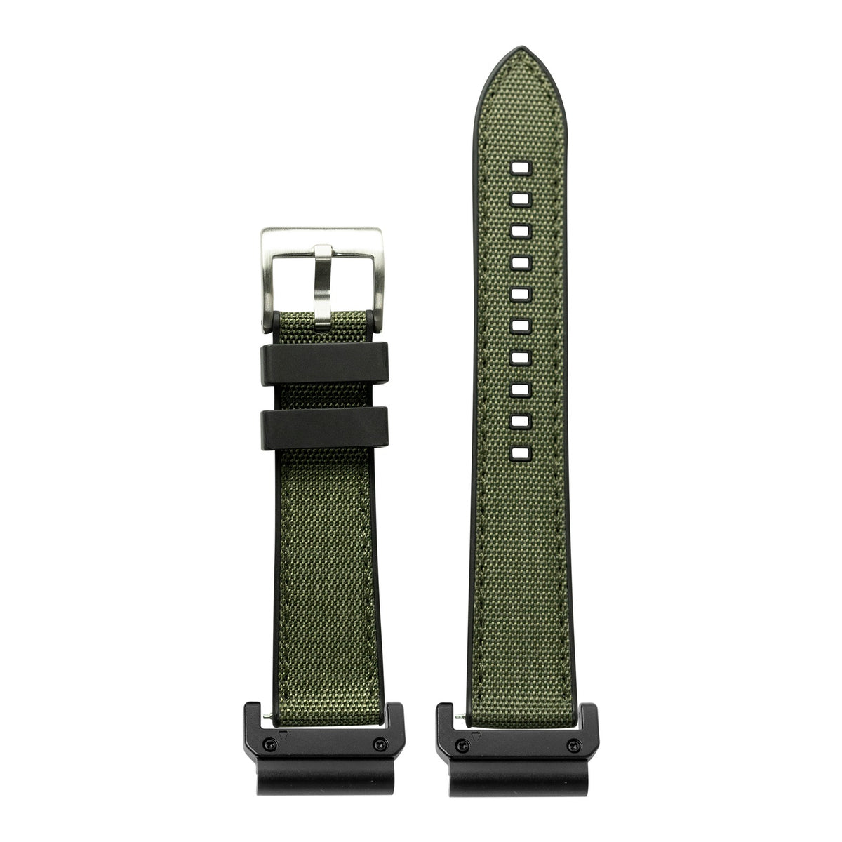 [QuickFit] Sailcloth & FKM Rubber Hybrid - Army Green with Slim Military adapters (Black)