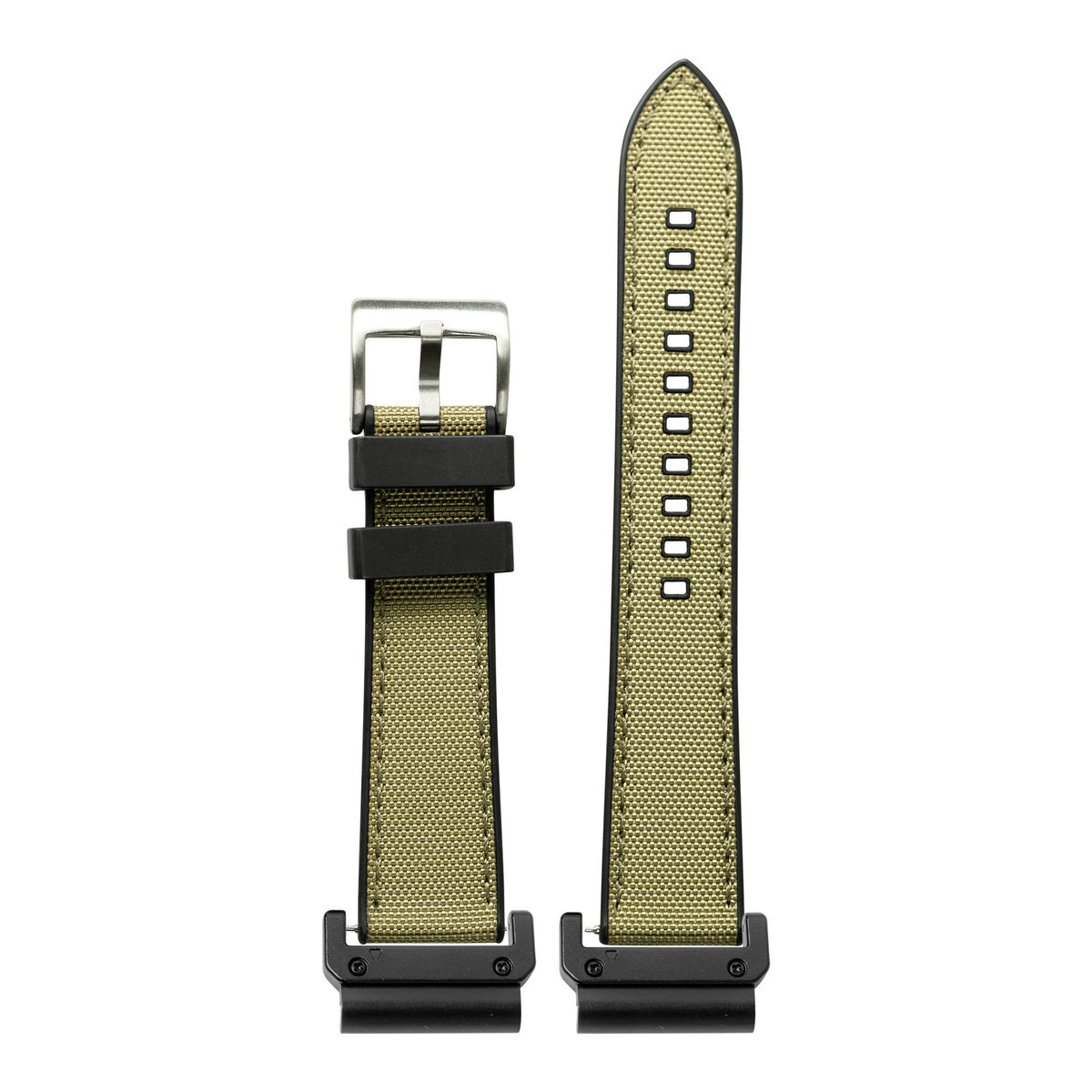 [QuickFit] Sailcloth & FKM Rubber Hybrid - Dark Khaki with Slim Military adapters (Black)