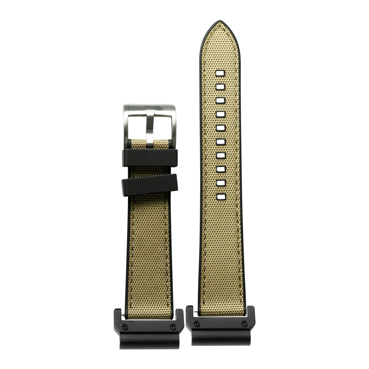 [QuickFit] Sailcloth & FKM Rubber Hybrid - Khaki with Slim Military adapters (Black)
