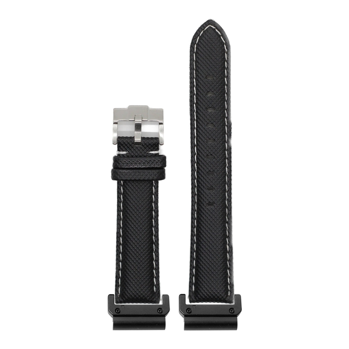 [QuickFit] Sailcloth - Black | White Stitching with Slim Military adapters (Black)