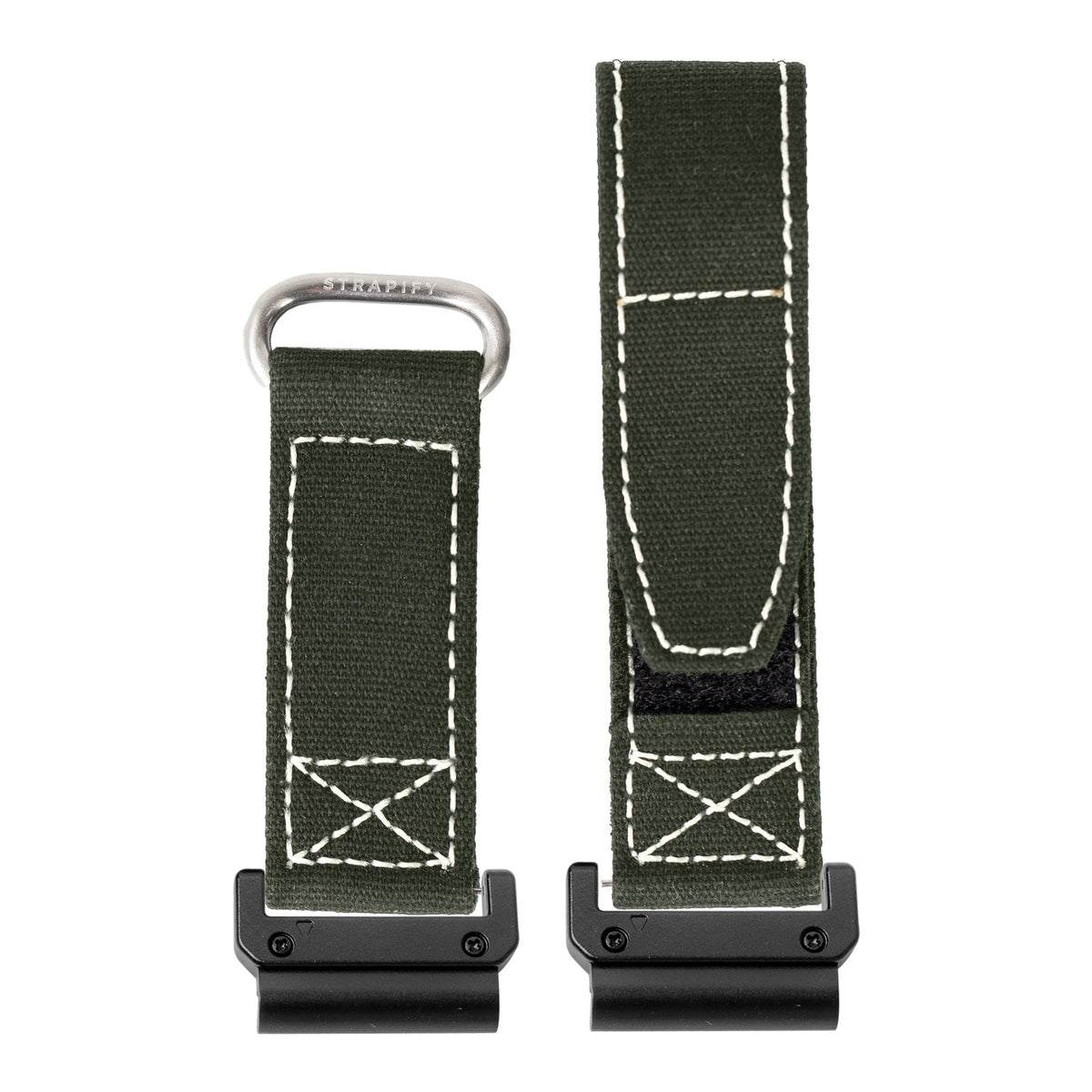 [QuickFit] Military Velcro - Army Green | White Stitching with Slim Military adapters (Black)