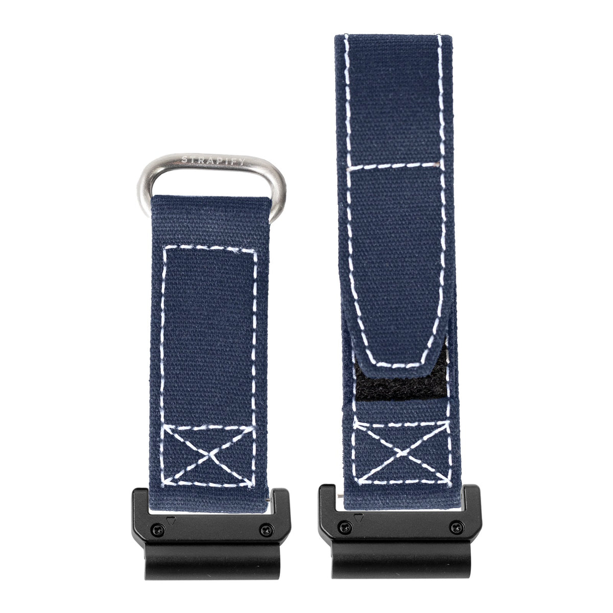 [QuickFit] Military Velcro - Navy Blue | White Stitching with Slim Military adapters (Black)