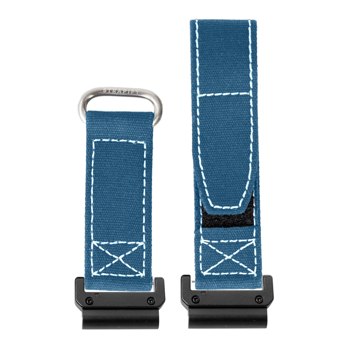 [QuickFit] Military Velcro - Petrol Blue | White Stitching with Slim Military adapters (Black)