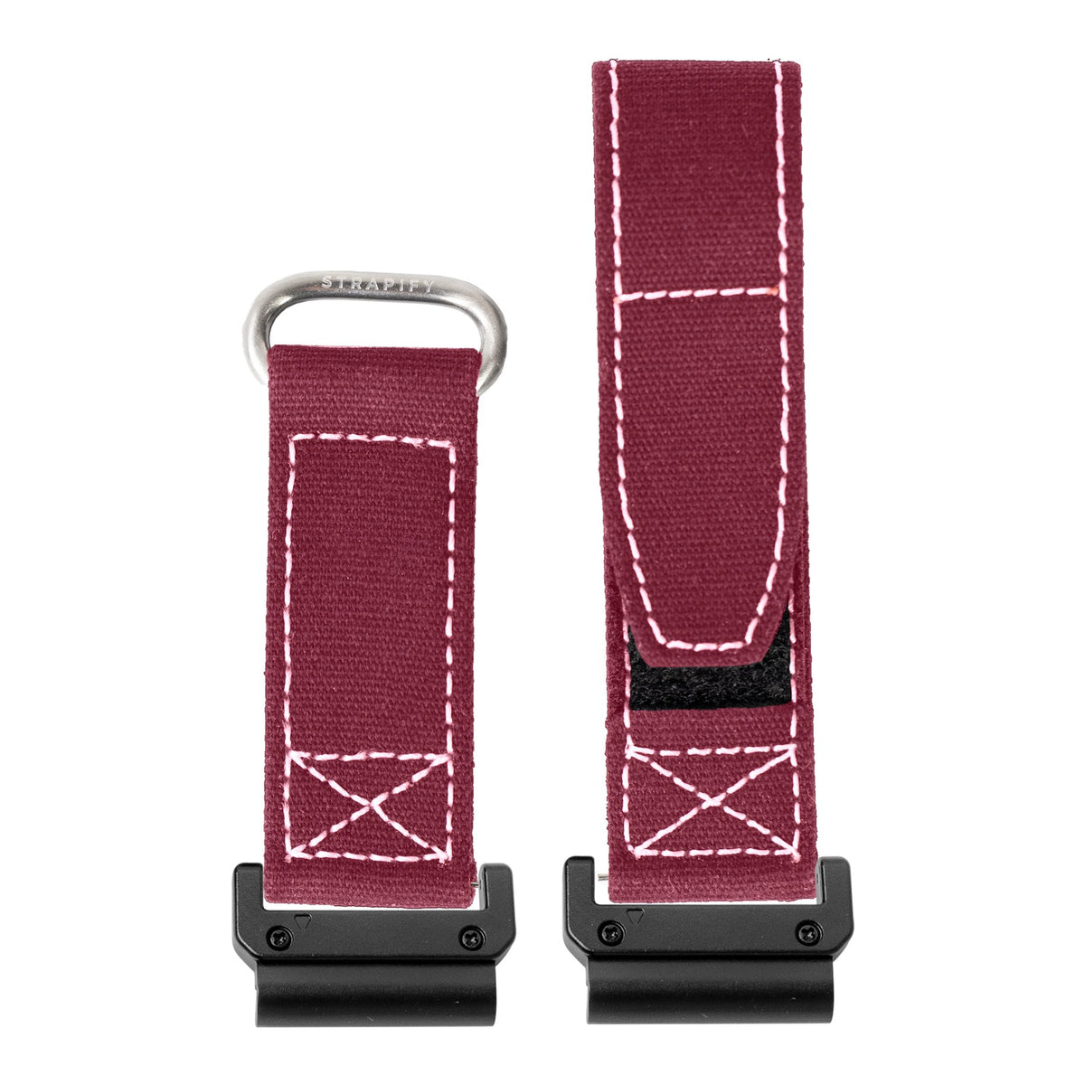 [QuickFit] Military Velcro - Wine Red | White Stitching with Slim Military adapters (Black)