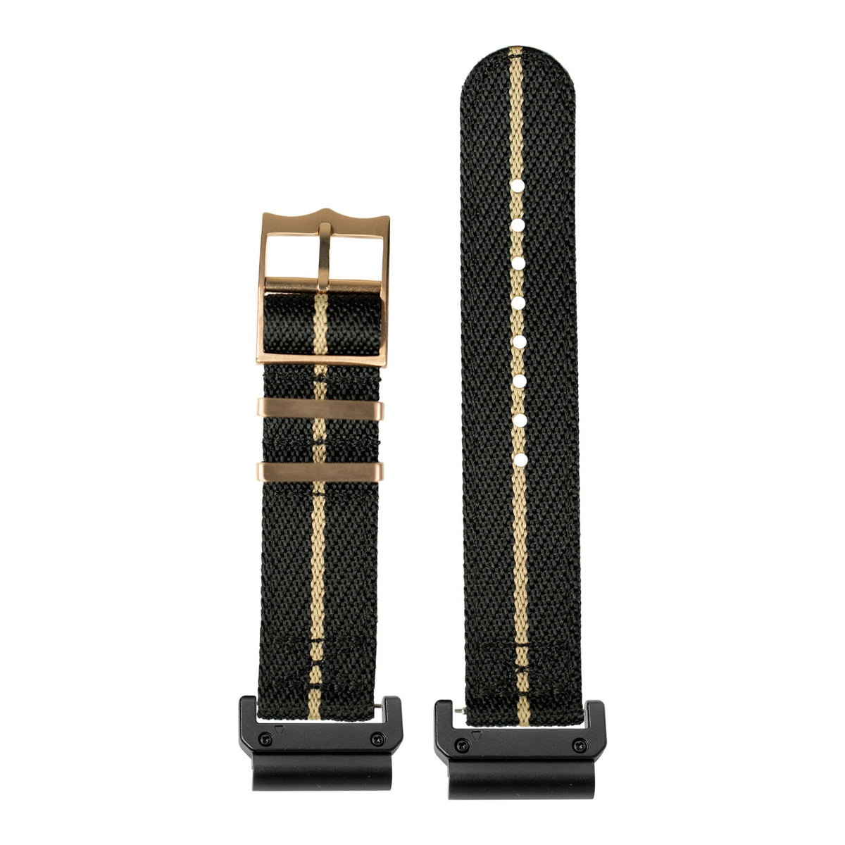 [QuickFit] Cross Militex - Night Black / Wheat [Rose Gold Hardware] with Slim Military adapters (Black)