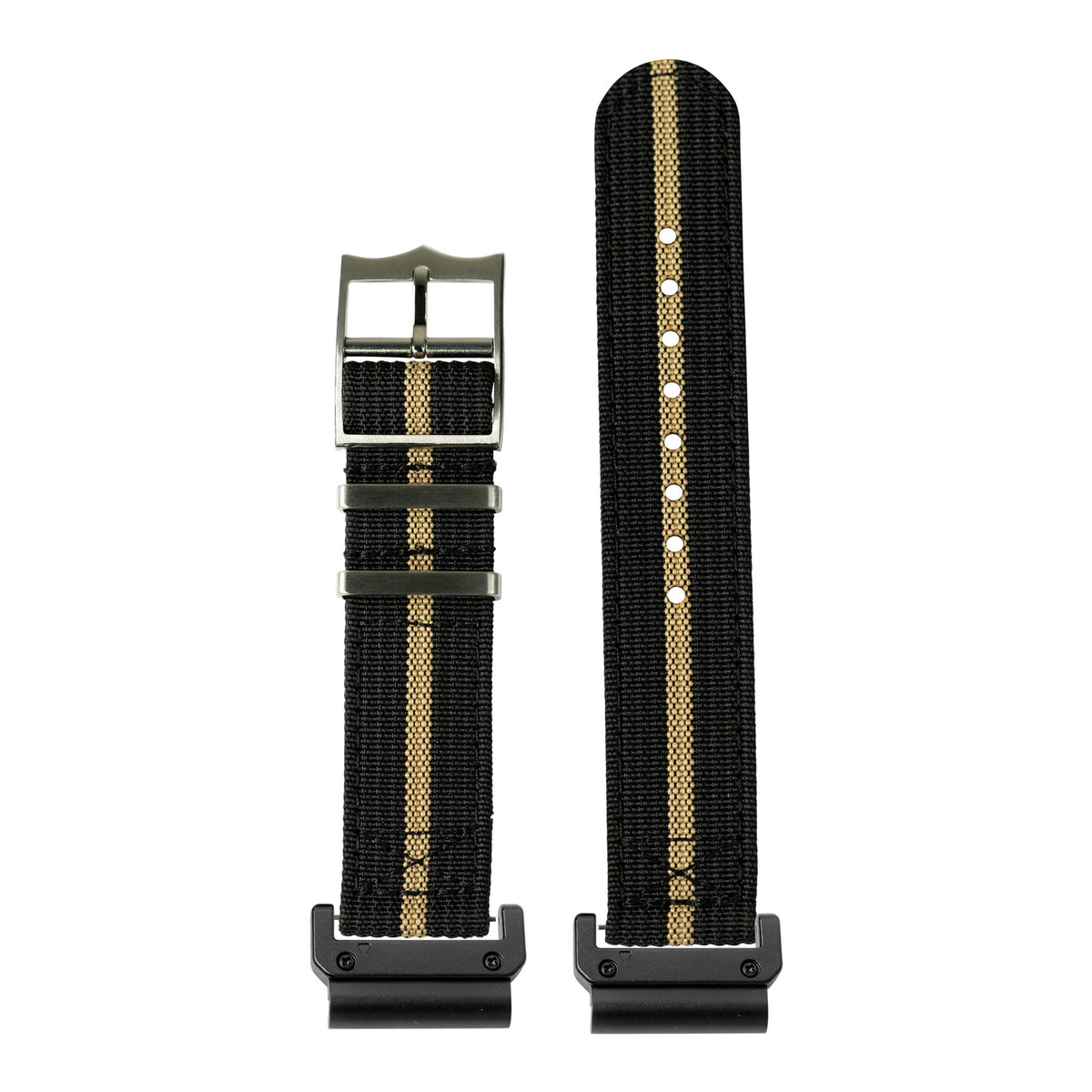 [QuickFit] Alpha Militex - Black / Wheat Stripe with Slim Military adapters (Black)