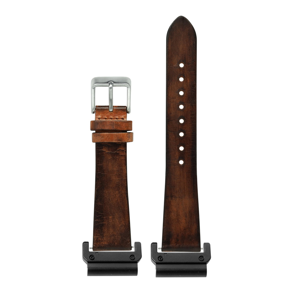 [QuickFit] Vintage Leather - Smoked Brown with Slim Military adapters (Black)