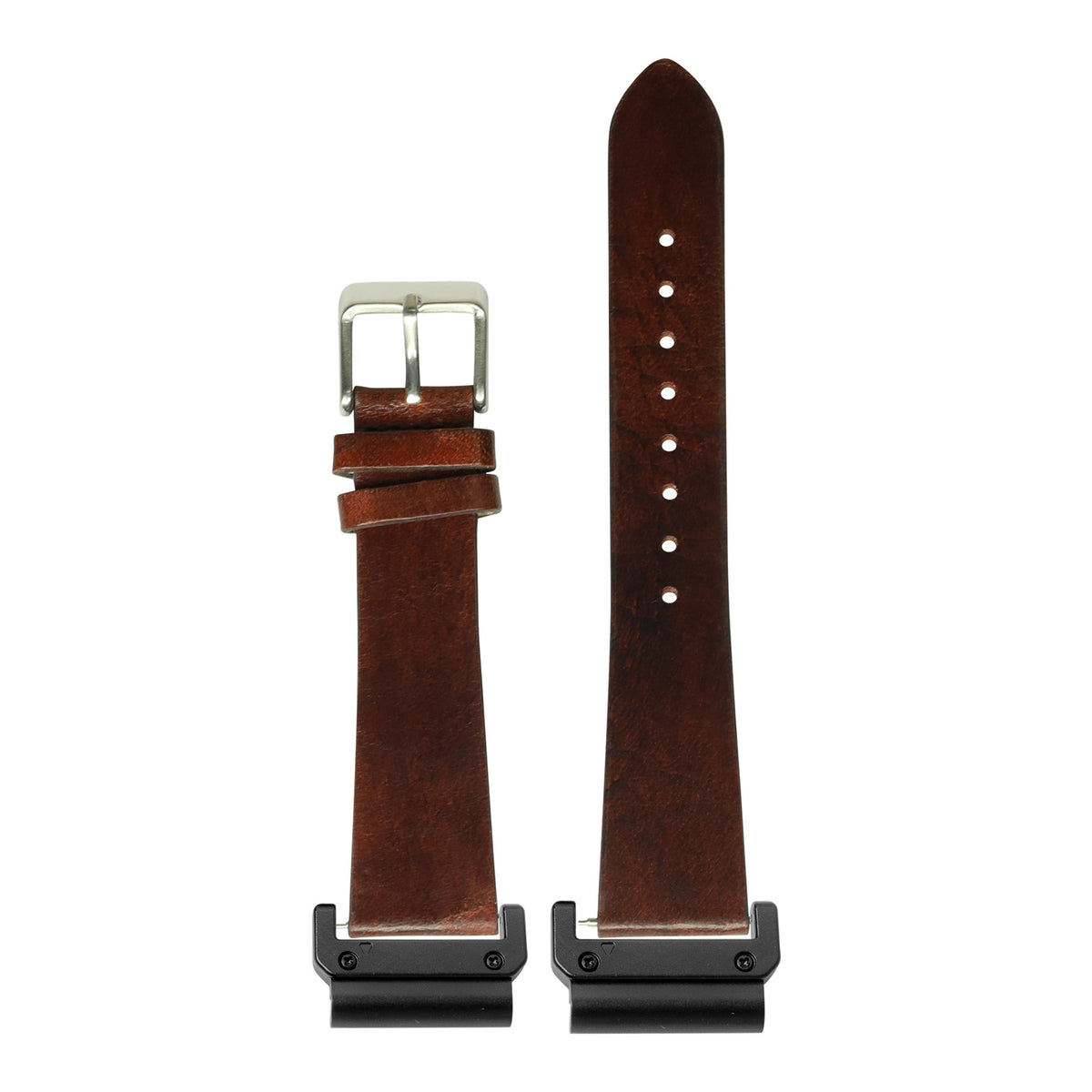 [QuickFit] Vintage Leather - Smoked Dark Brown with Slim Military adapters (Black)