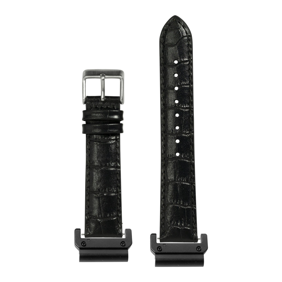 [QuickFit] Alligator Leather - Black with Slim Military adapters (Black)