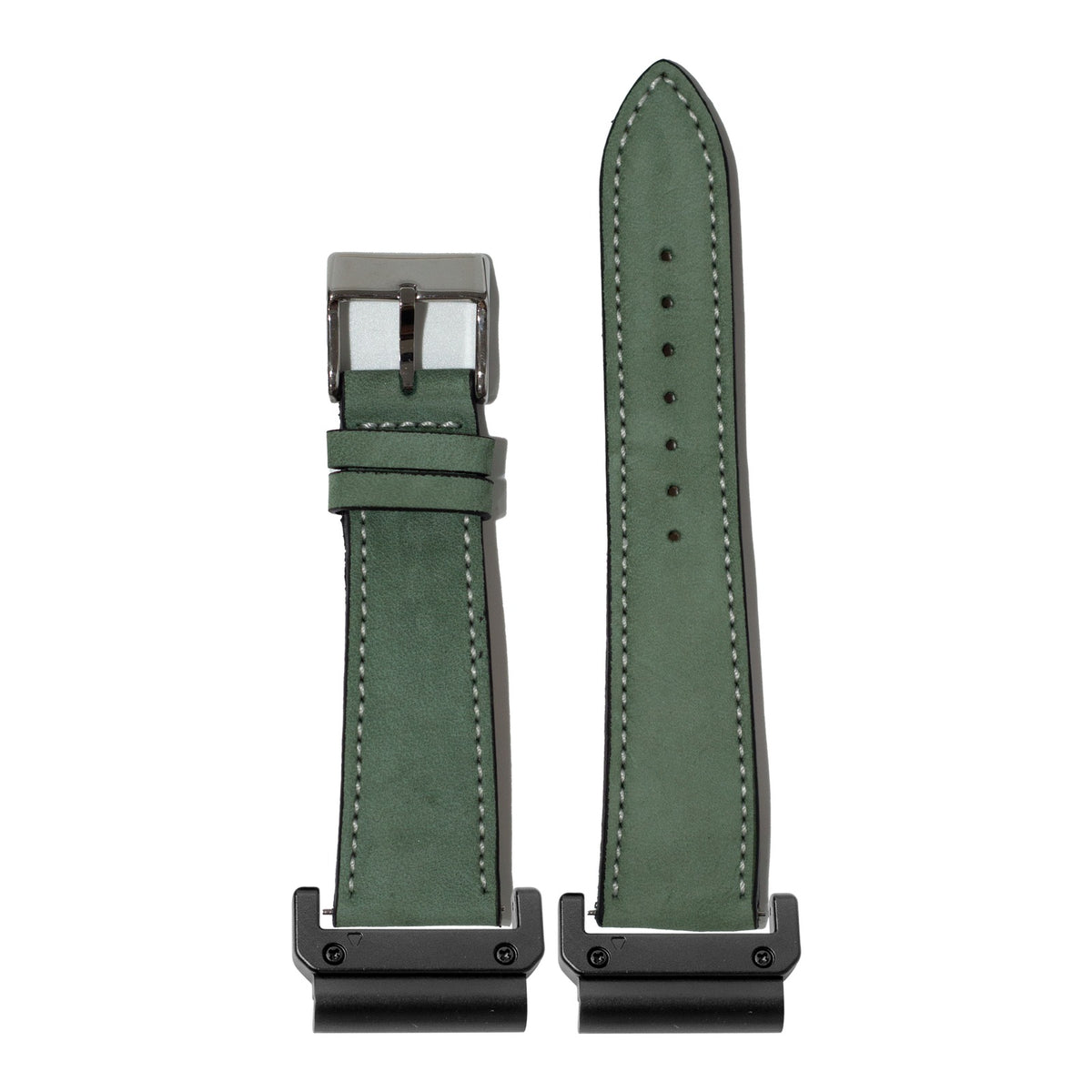 [QuickFit] Nubuck Leather - Mint Green | White Stitching with Slim Military adapters (Black)
