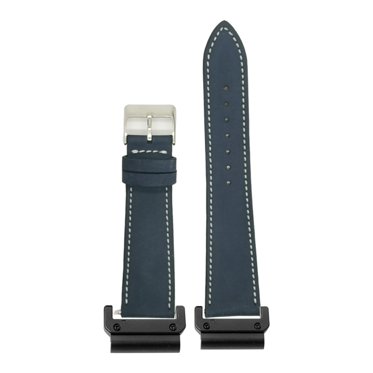 [QuickFit] Nubuck Leather - Navy Blue | White Stitching with Slim Military adapters (Black)