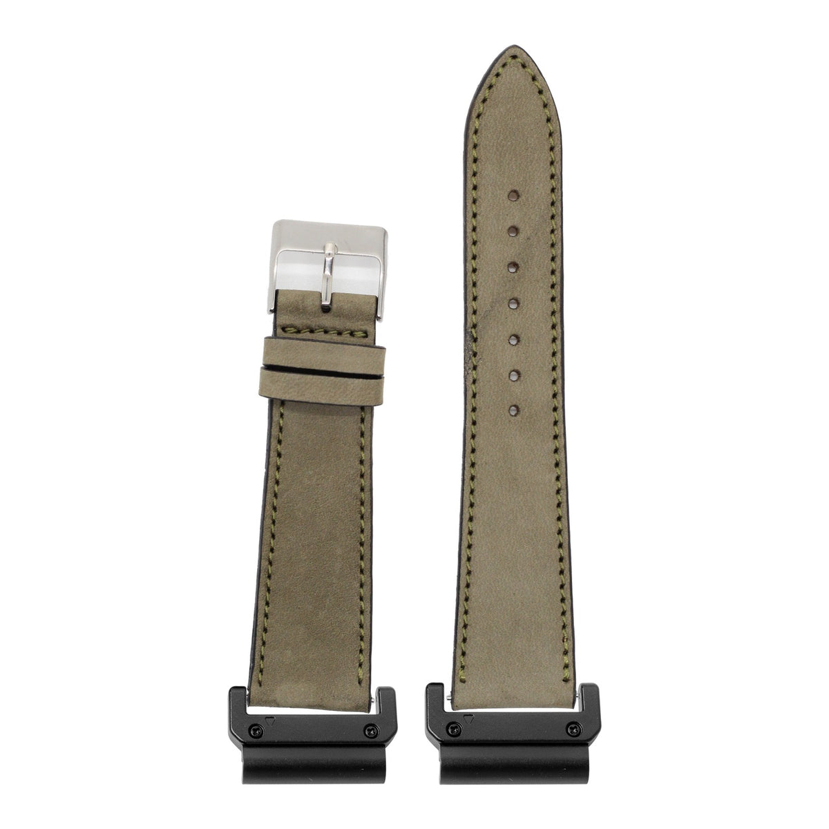 [QuickFit] Nubuck Leather - Olive Green with Slim Military adapters (Black)