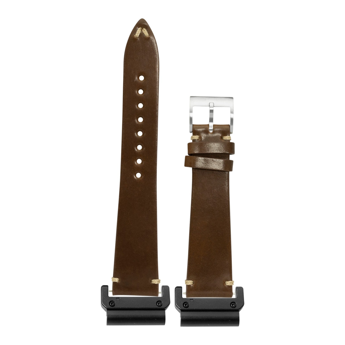 [QuickFit] Horween Shell Cordovan - Vintage - Brandy with Slim Military adapters (Black)