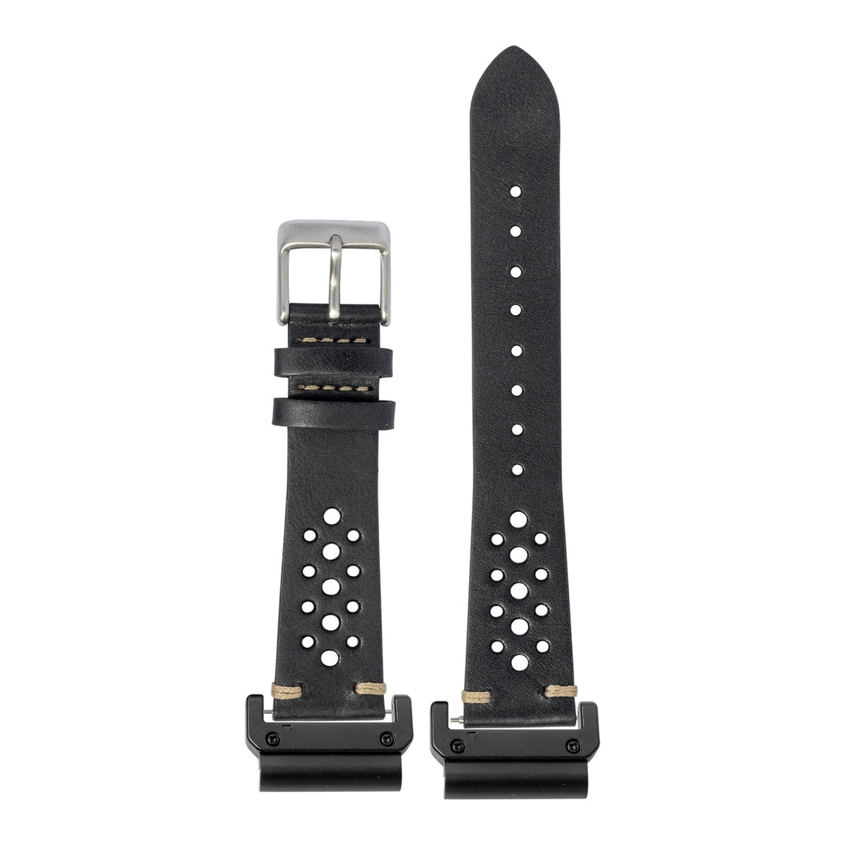 [QuickFit] Vintage Rally Leather - Black with Slim Military adapters (Black)