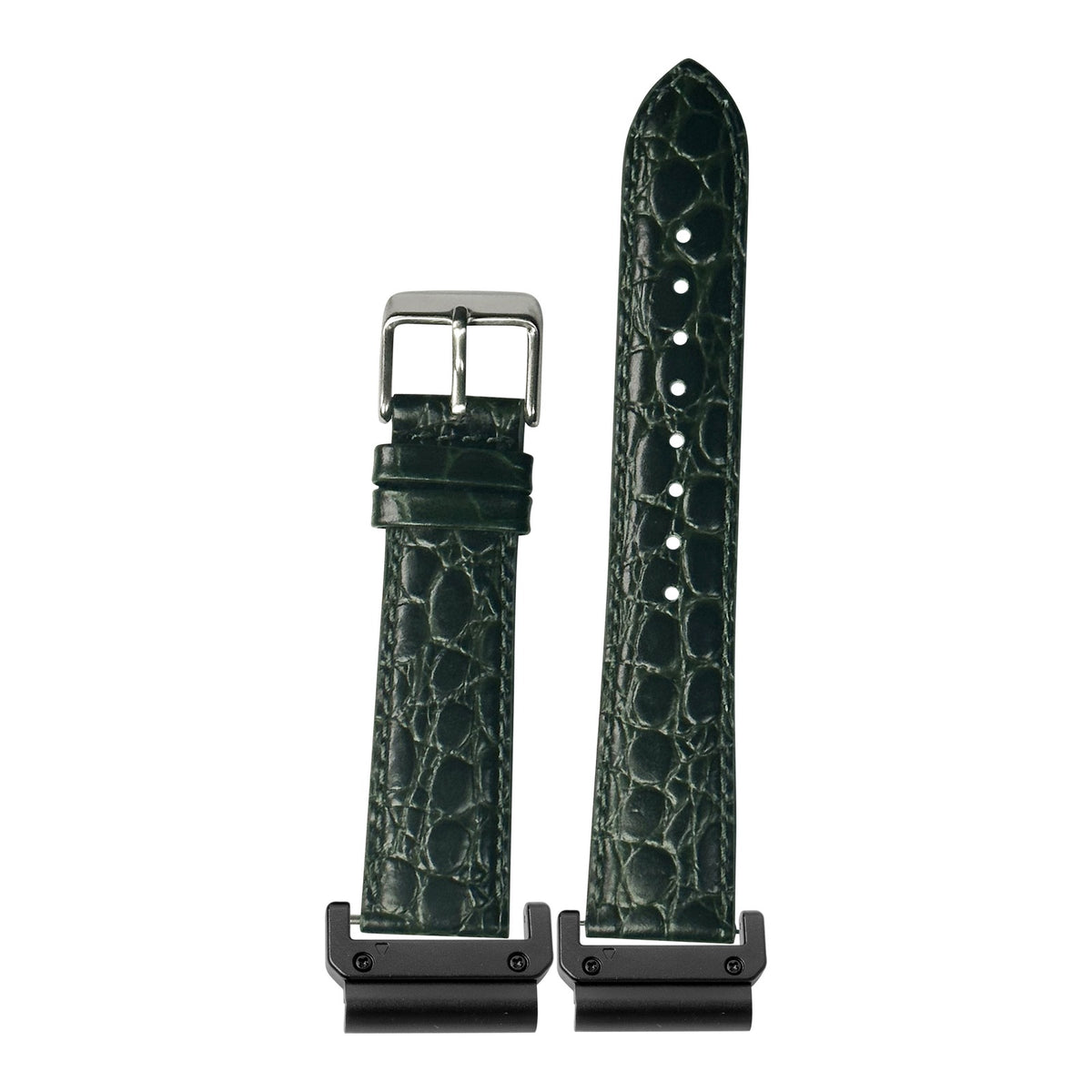 [QuickFit] Alligator Leather - Dark Green with Slim Military adapters (Black)
