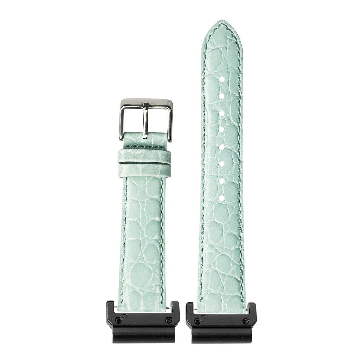 [QuickFit] Alligator Leather - Light Tiffany Blue with Slim Military adapters (Black)