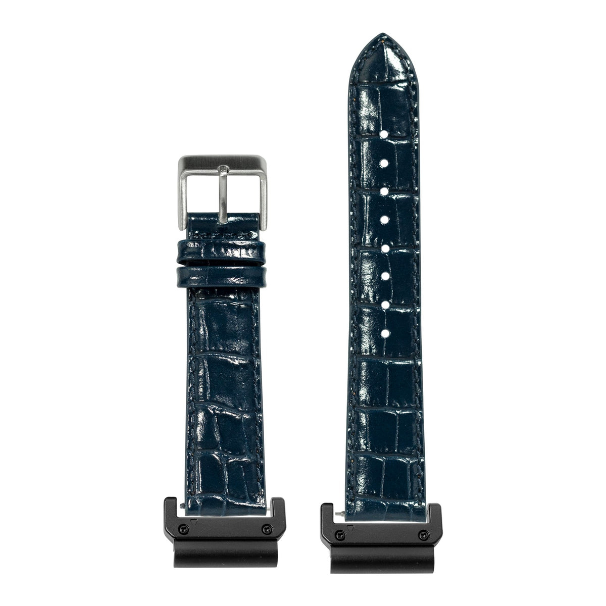 [QuickFit] Alligator Leather - Navy Blue with Slim Military adapters (Black)
