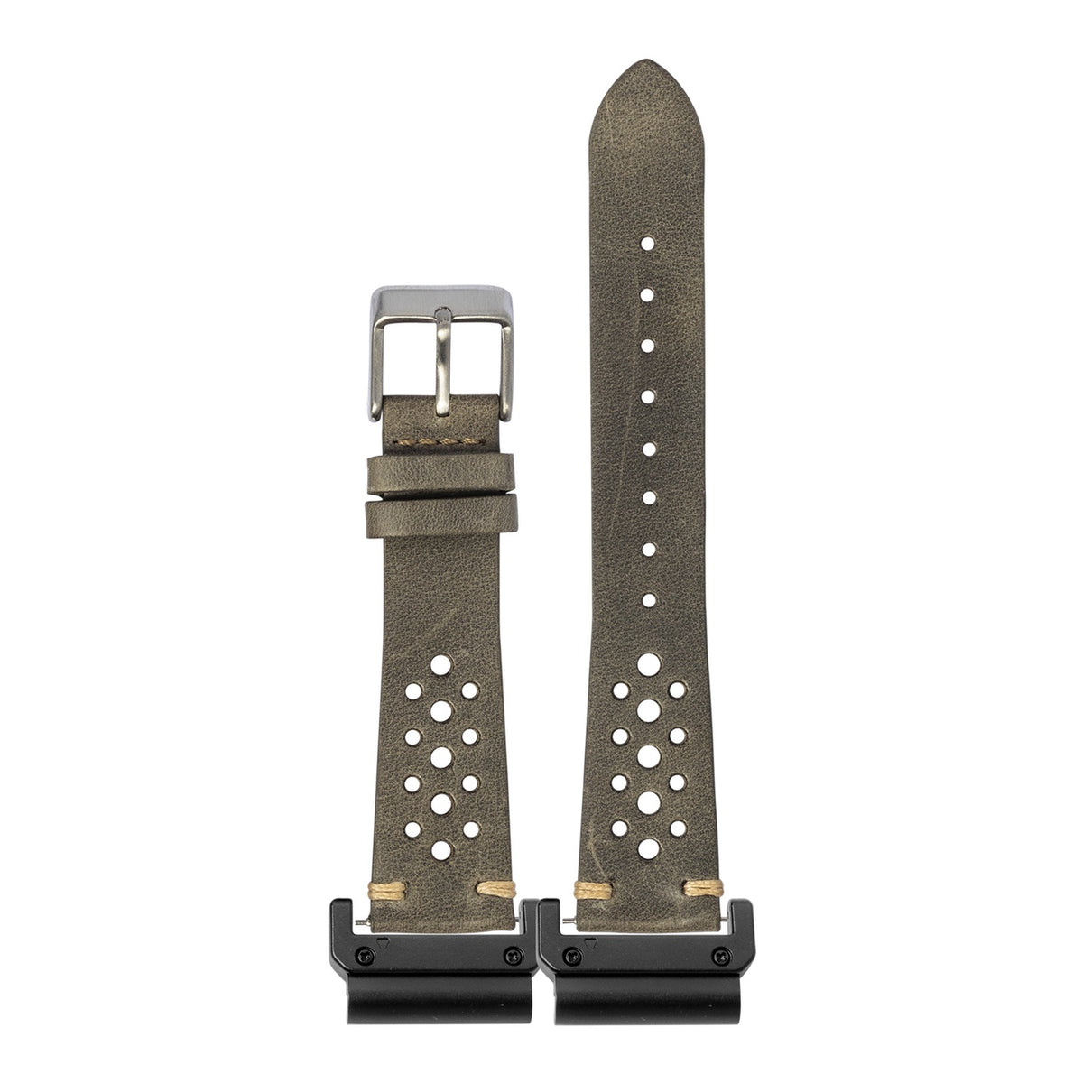 [QuickFit] Vintage Rally Leather - Grey with Slim Military adapters (Black)