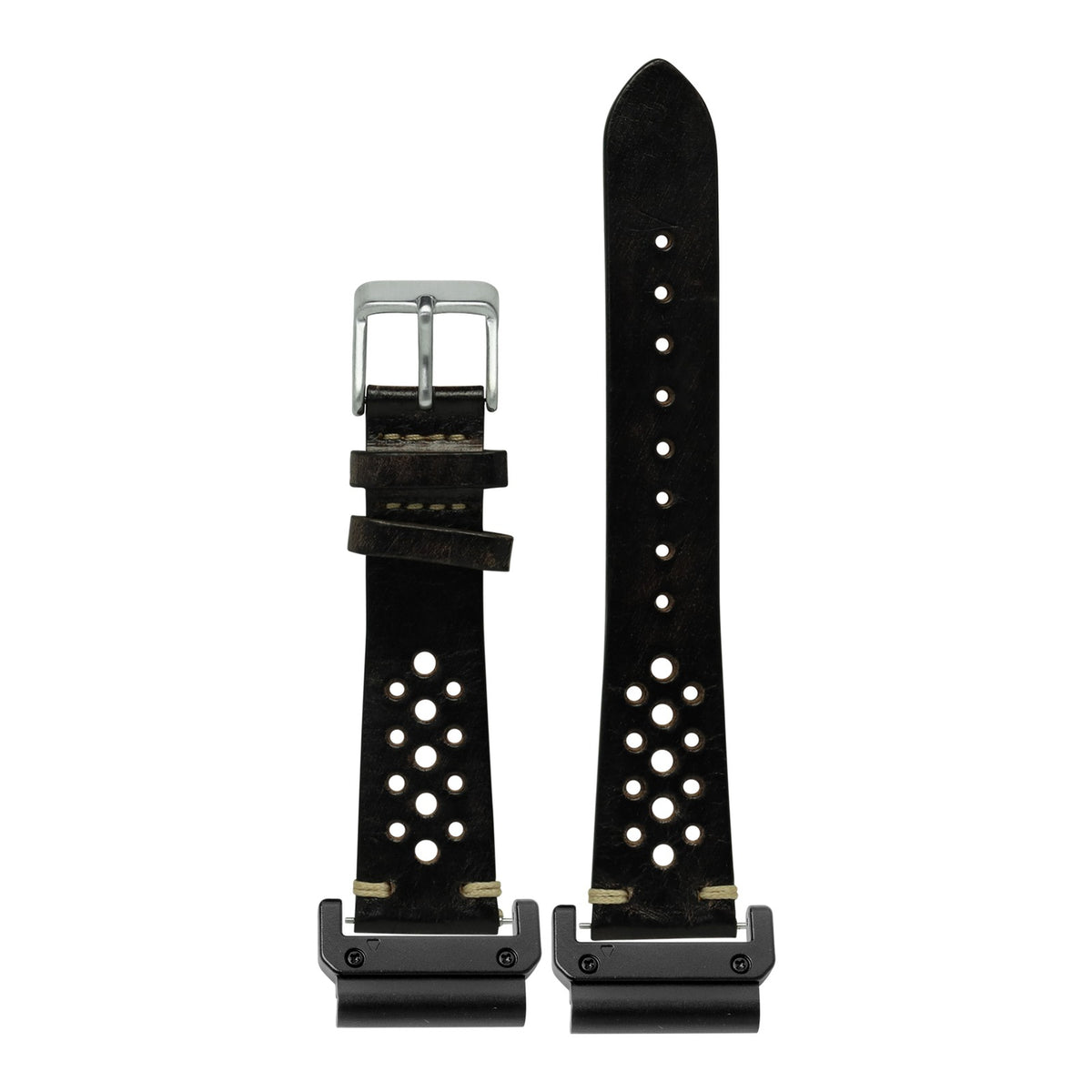 [QuickFit] Vintage Rally Leather - Smoked Black with Slim Military adapters (Black)