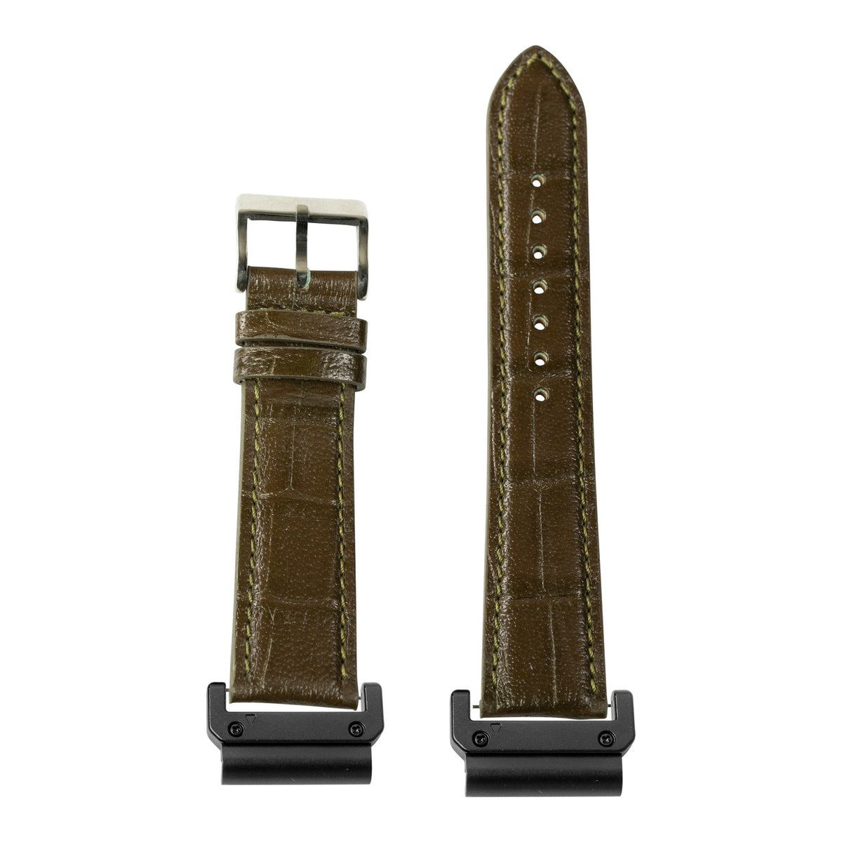 [QuickFit] Alligator Leather - Olive Green with Slim Military adapters (Black)