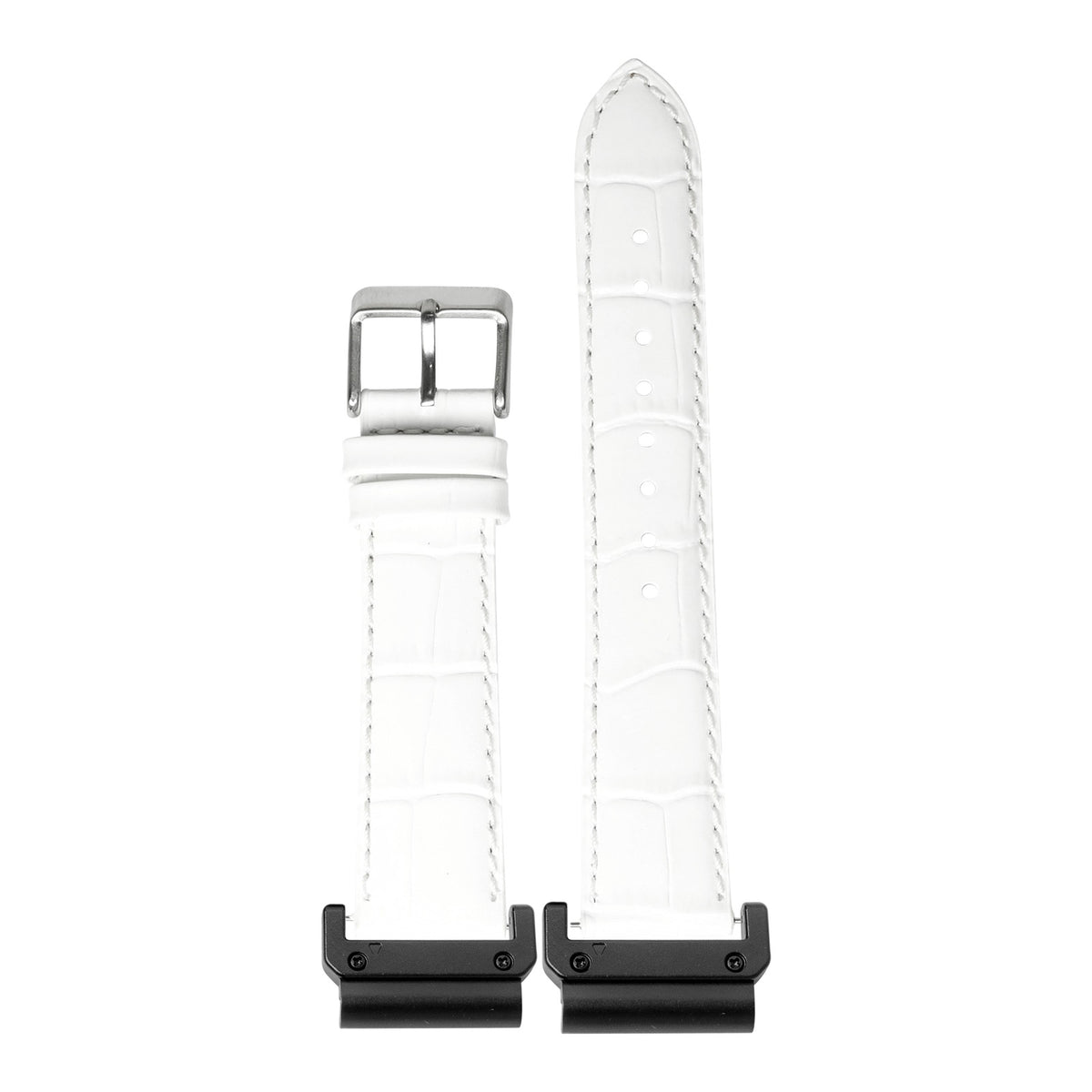 [QuickFit] Alligator Leather - White with Slim Military adapters (Black)