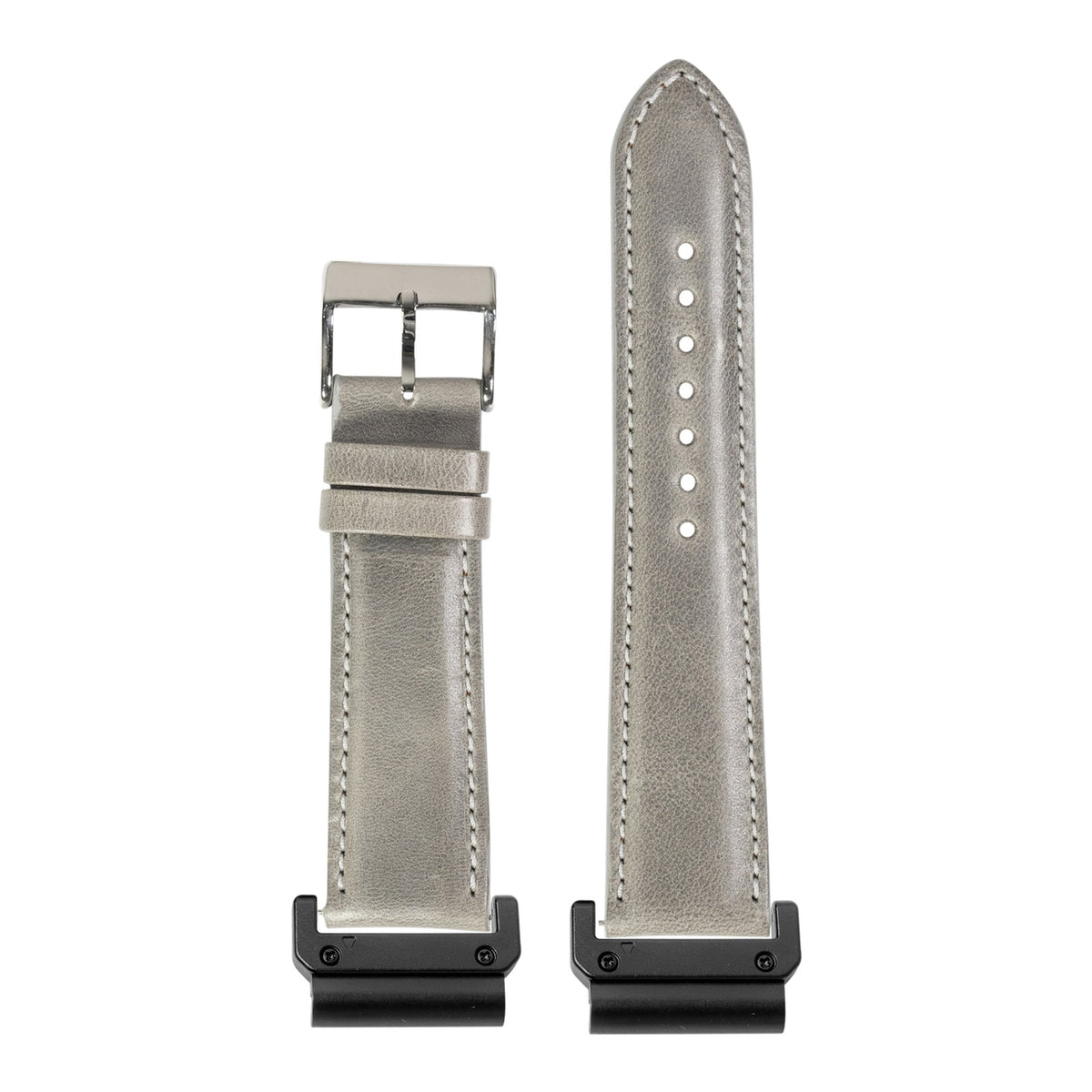 [QuickFit] Padded Leather - Grey with Slim Military adapters (Black)