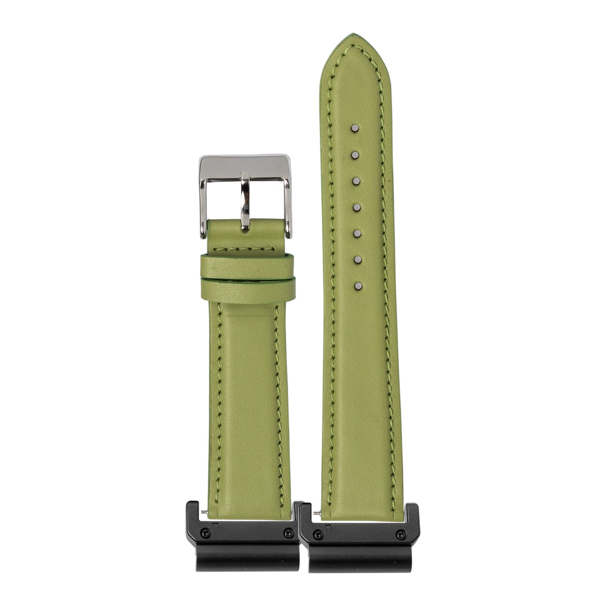 [QuickFit] Padded Leather - Pistachio Green with Slim Military adapters (Black)