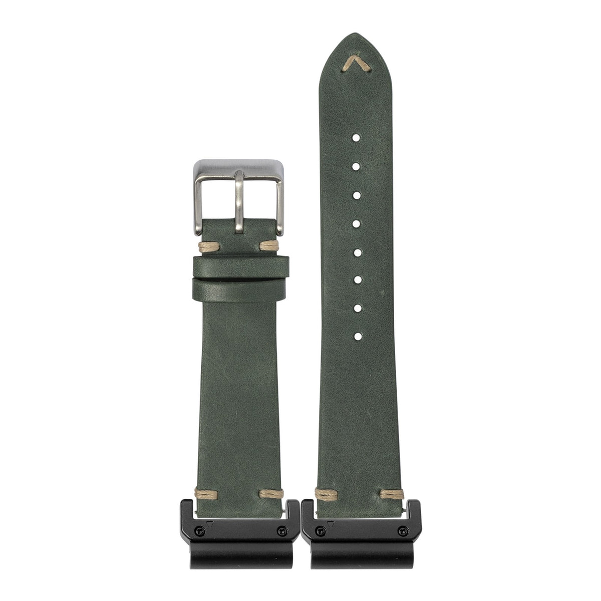 [QuickFit] Vintage Knotted Leather - Forest Green with Slim Military adapters (Black)