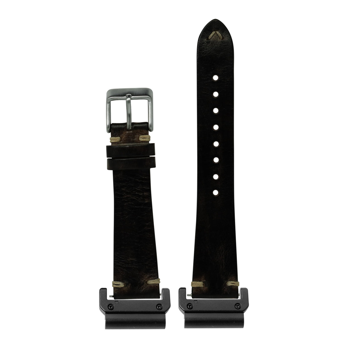[QuickFit] Vintage Knotted Leather - Smoked Black with Slim Military adapters (Black)