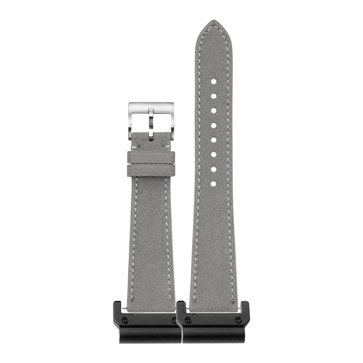 [QuickFit] Alcantara Leather - Grey | White Stitching with Slim Military adapters (Black)