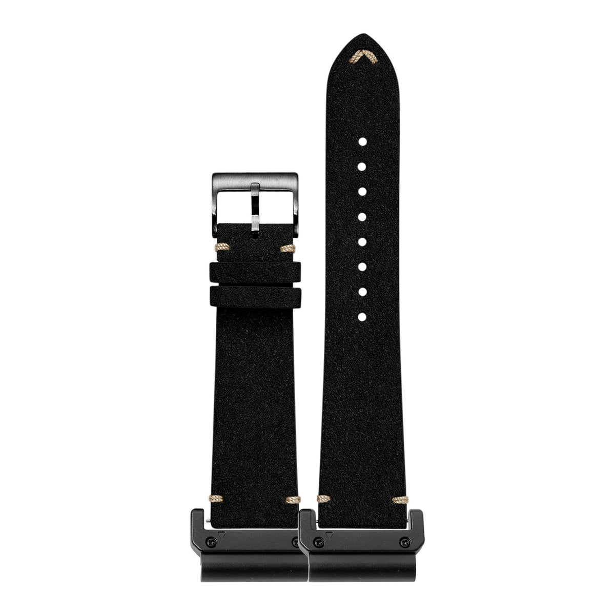 [QuickFit] Alcantara Leather - Vintage - Black with Slim Military adapters (Black)