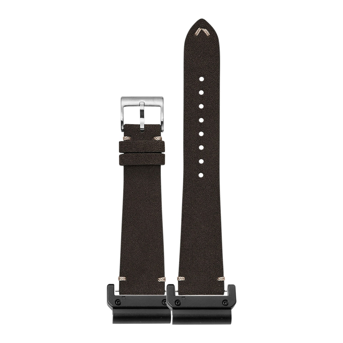 [QuickFit] Alcantara Leather - Vintage - Dark Brown with Slim Military adapters (Black)