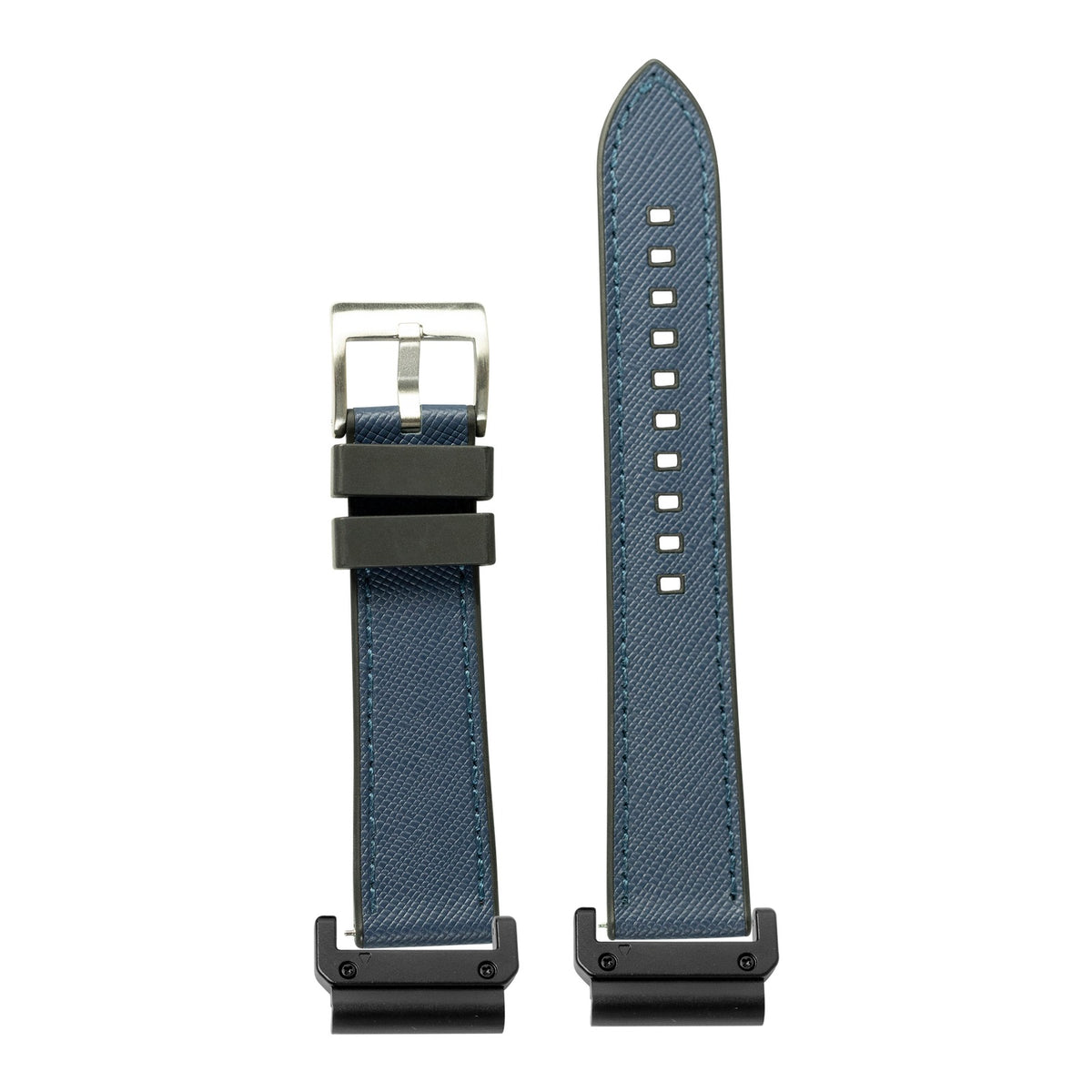 [QuickFit] Saffiano Leather & FKM Rubber Hybrid - Navy Blue with Slim Military adapters (Black)