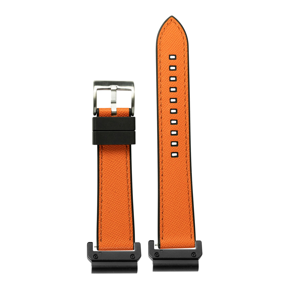 [QuickFit] Saffiano Leather & FKM Rubber Hybrid - Orange with Slim Military adapters (Black)