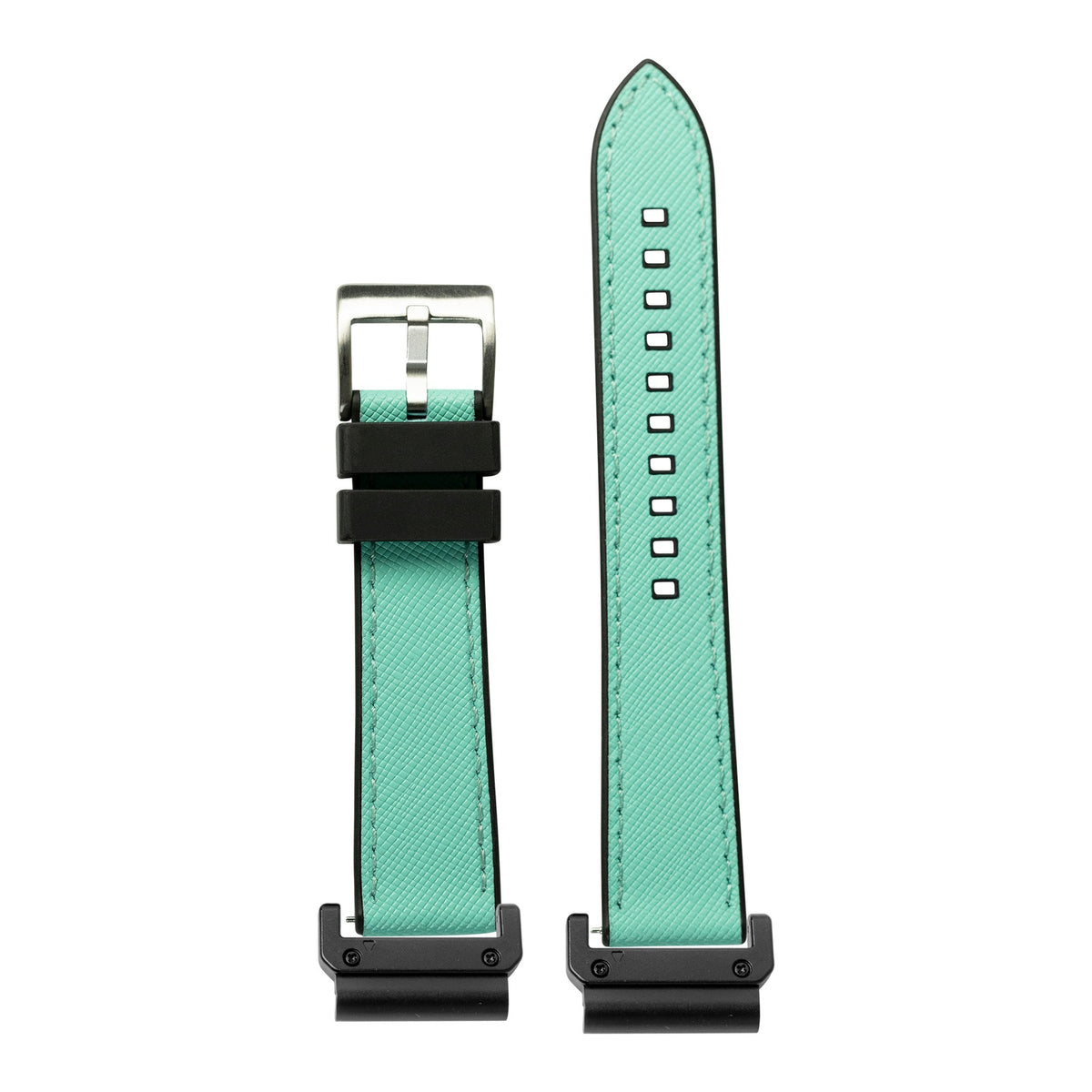 [QuickFit] Saffiano Leather & FKM Rubber Hybrid - Tiffany Blue with Slim Military adapters (Black)