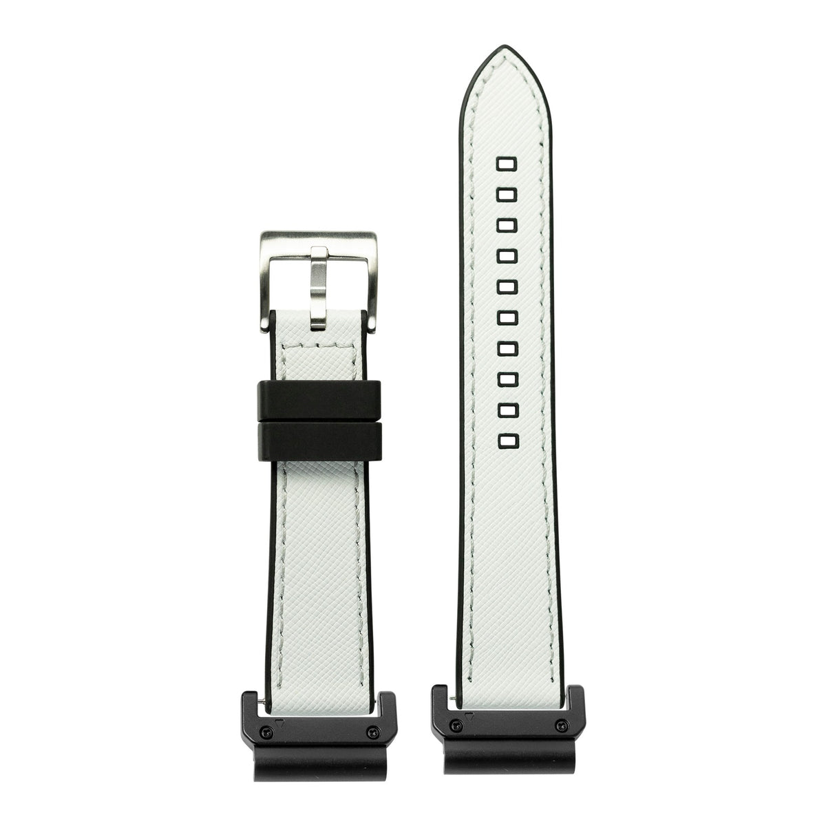 [QuickFit] Saffiano Leather & FKM Rubber Hybrid - White with Slim Military adapters (Black)