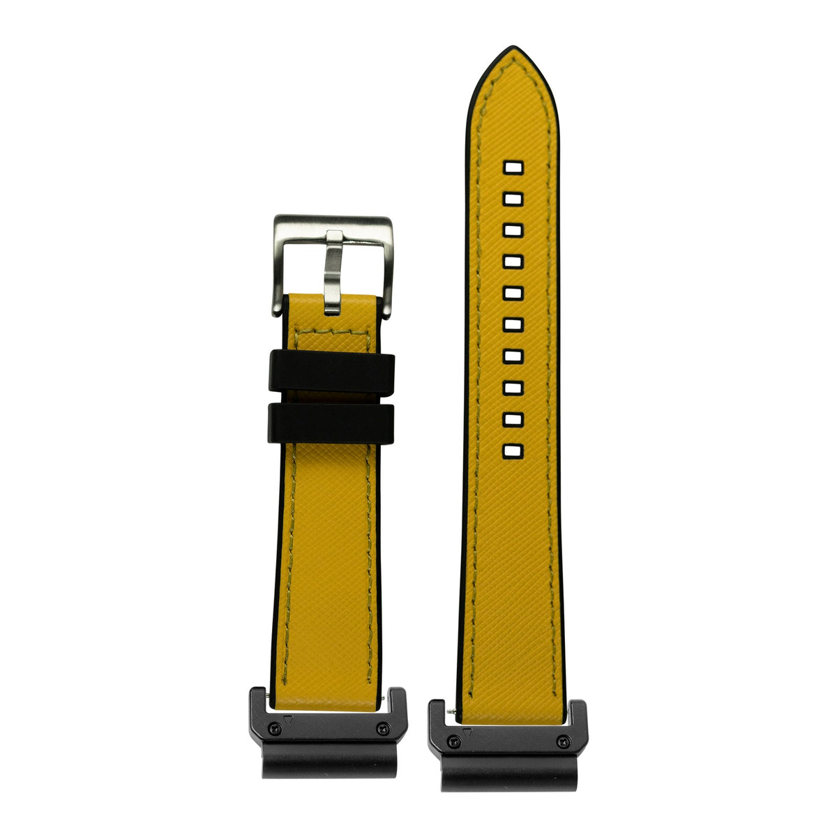 [QuickFit] Saffiano Leather & FKM Rubber Hybrid - Yellow with Slim Military adapters (Black)