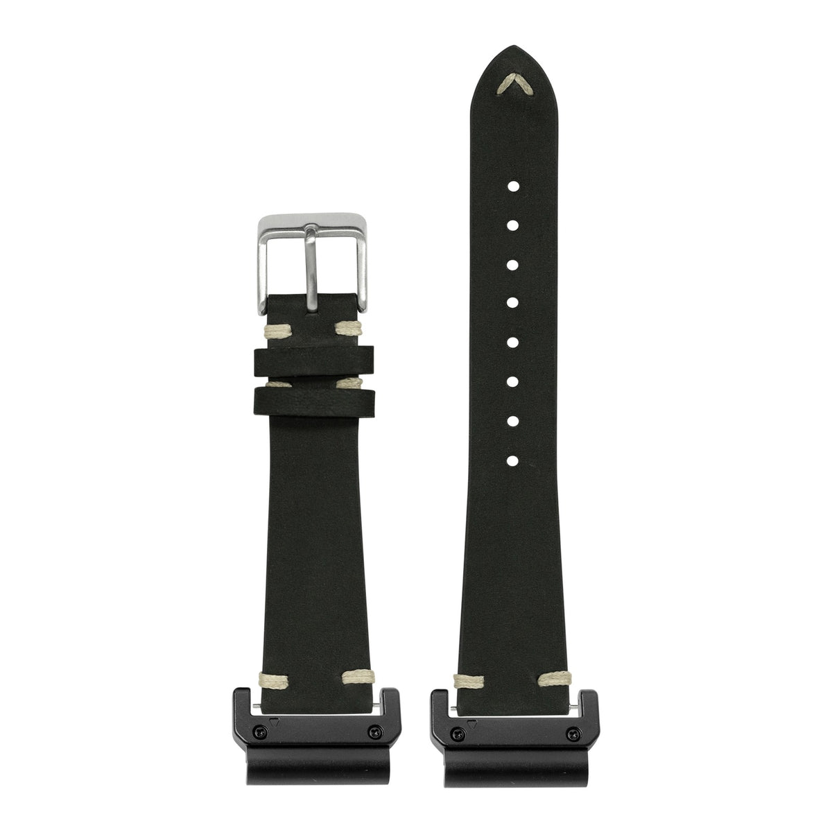 [QuickFit] Vintage Knotted - Nubuck Leather - Black with Slim Military adapters (Black)