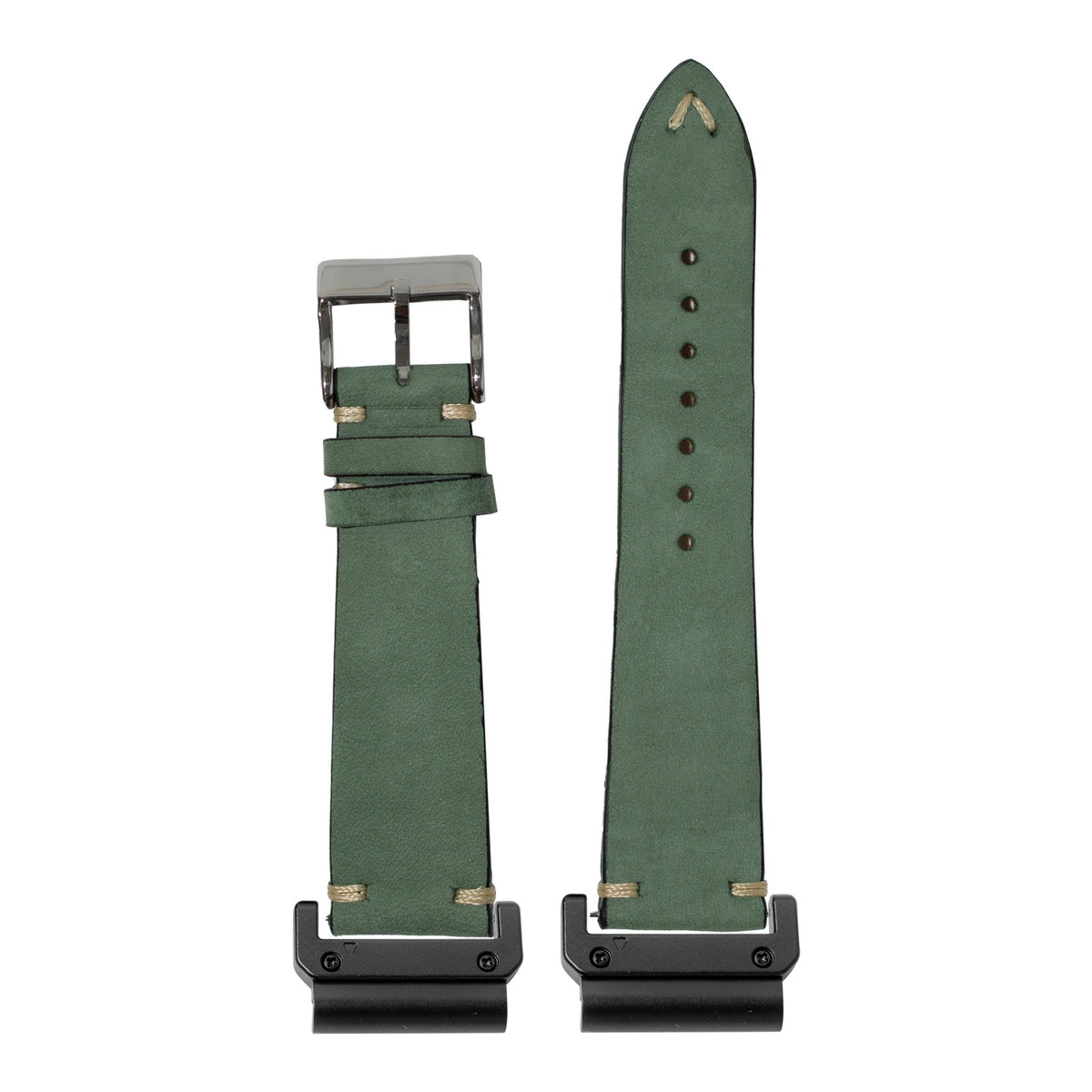 [QuickFit] Vintage Knotted - Nubuck Leather - Mint Green with Slim Military adapters (Black)