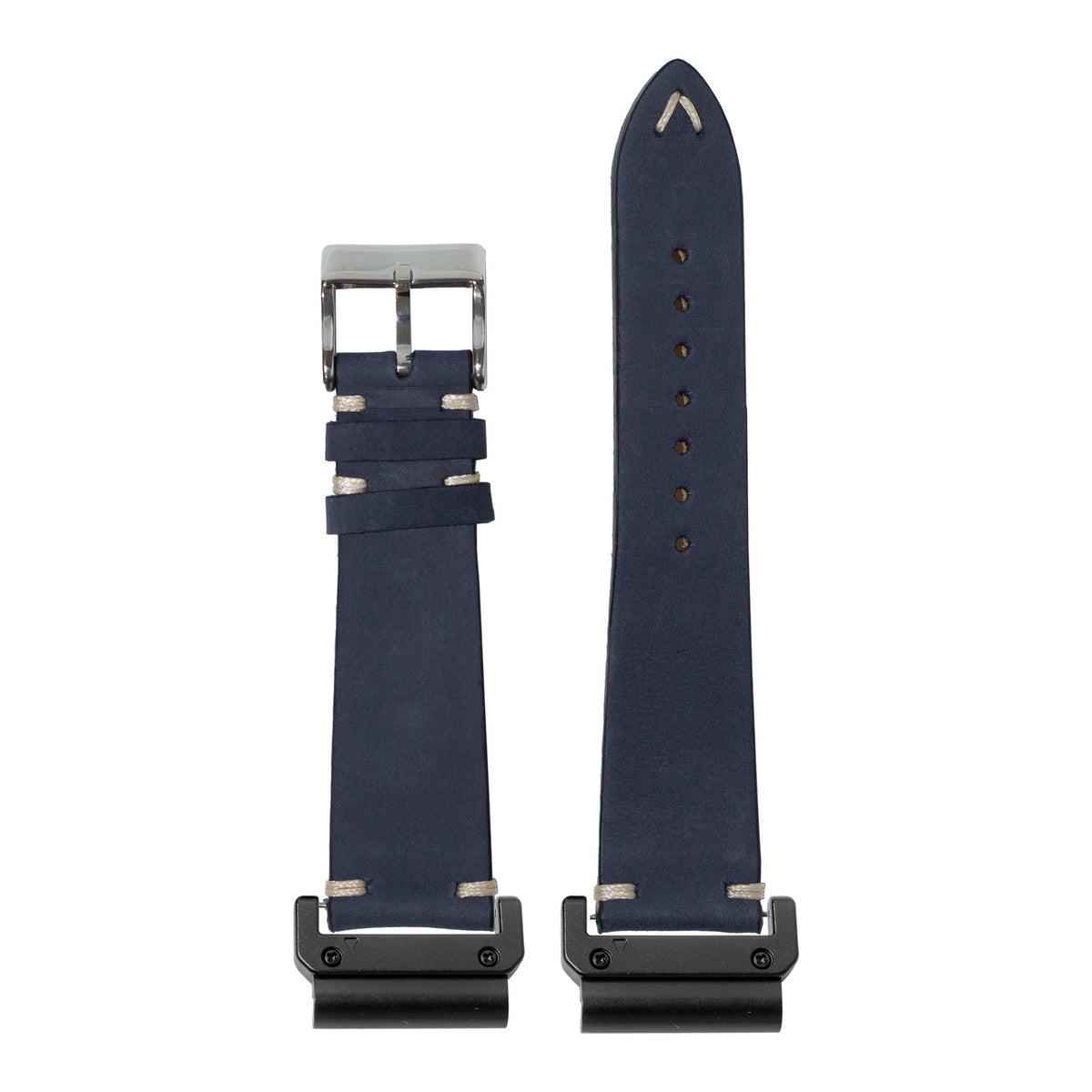 [QuickFit] Vintage Knotted - Nubuck Leather - Navy Blue with Slim Military adapters (Black)
