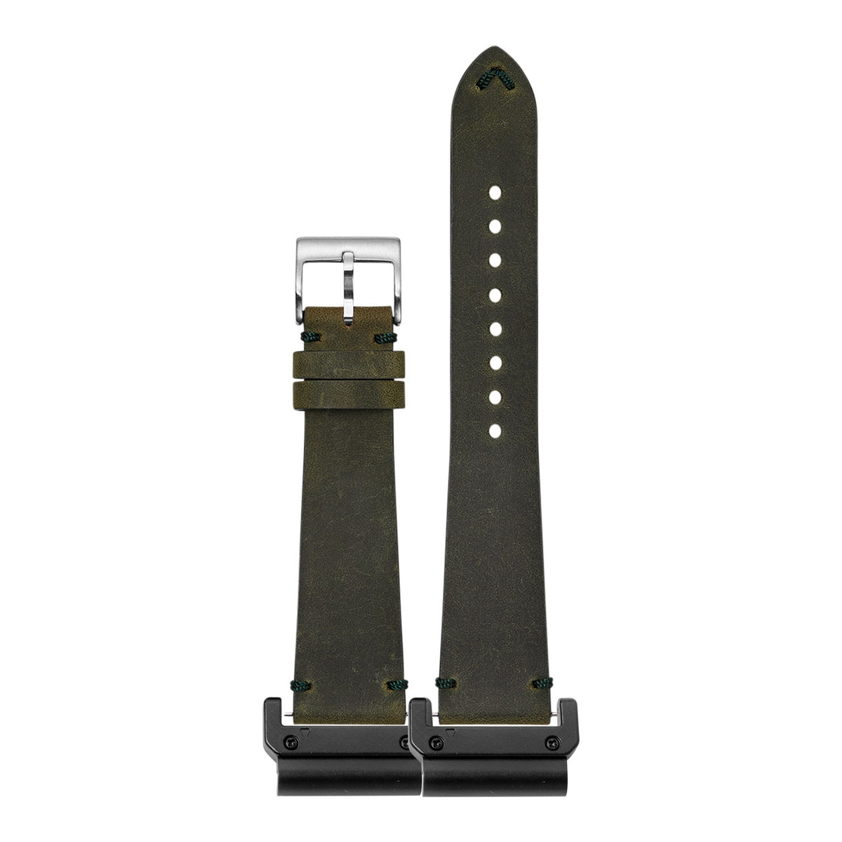 [QuickFit] Vintage Crazy Horse Leather - Green with Slim Military adapters (Black)
