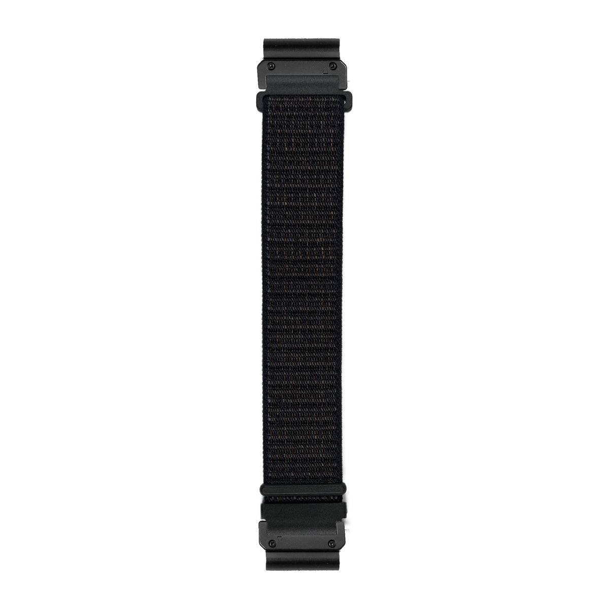 [QuickFit] Sports Loop (Velcro) - Black Star watch strap with Slim Military QuickFit adapters (Black) attached, flat lay