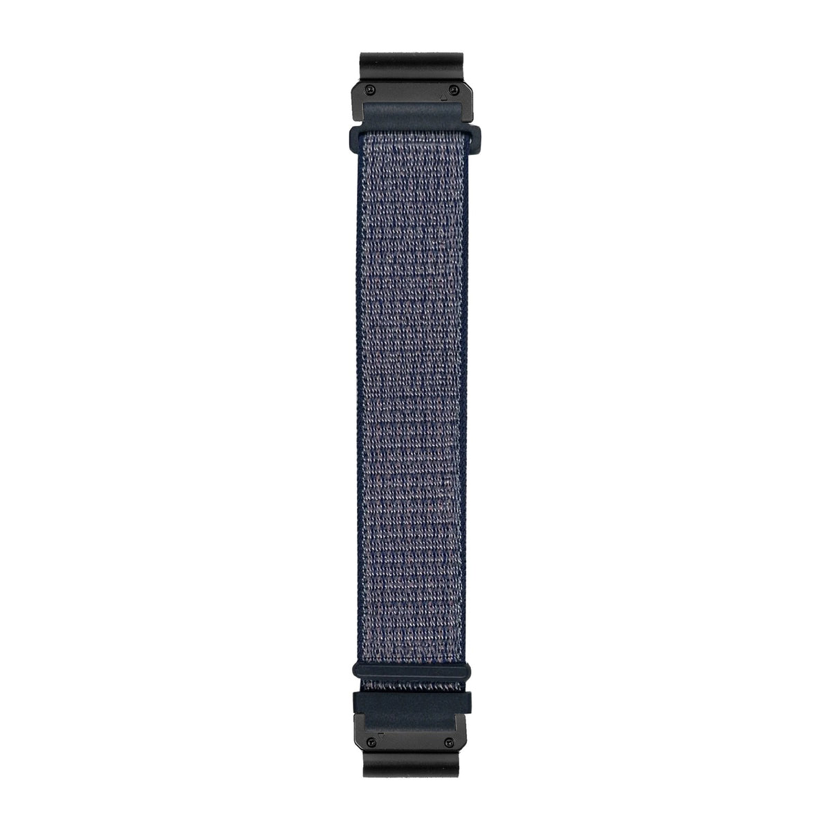 [QuickFit] Sports Loop (Velcro) - Blue Star watch strap with Slim Military QuickFit adapters (Black) attached, flat lay