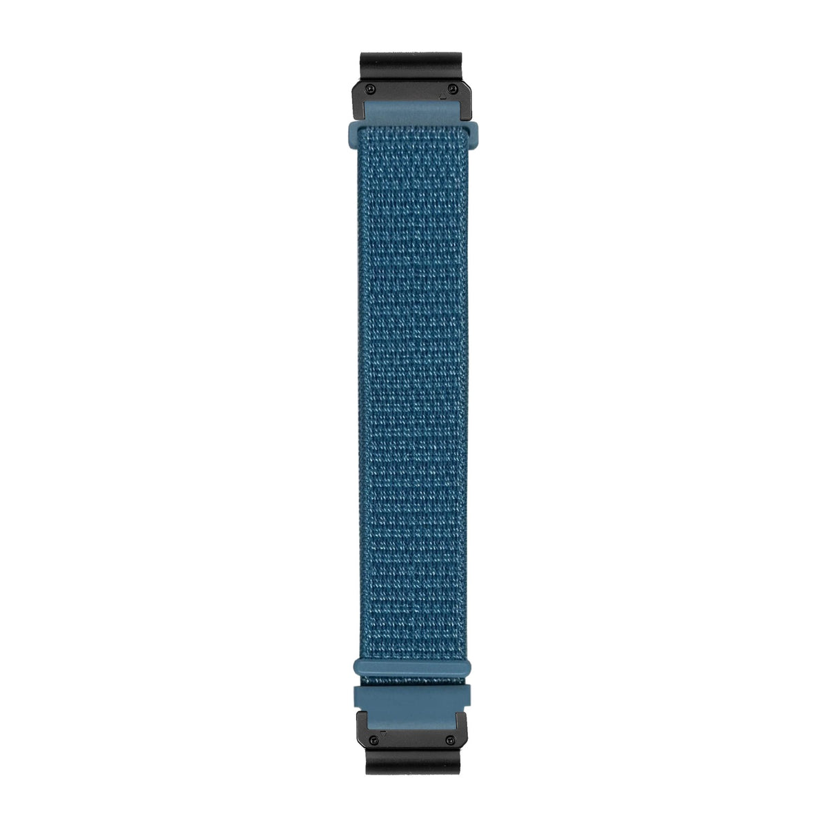 [QuickFit] Sports Loop (Velcro) - Cod Blue watch strap with Slim Military QuickFit adapters (Black) attached, flat lay