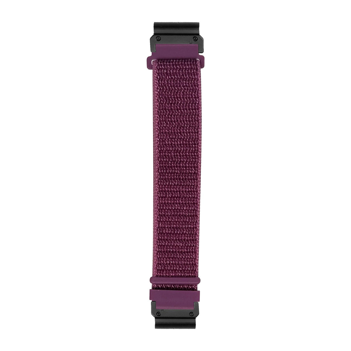 [QuickFit] Sports Loop (Velcro) - Dragon Fruit watch strap with Slim Military QuickFit adapters (Black) attached, flat lay